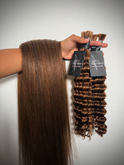 Toffee Caramel Deep Wave Bulk Hair Extensions for Boho Braids - 100% Human Hair