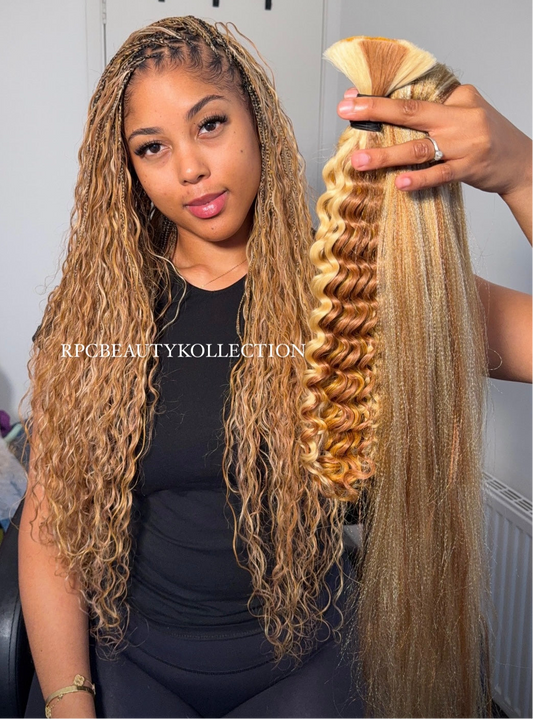Sunset Honey Deep Wave Bulk Hair Extensions for Boho Braids - 100% Human Hair