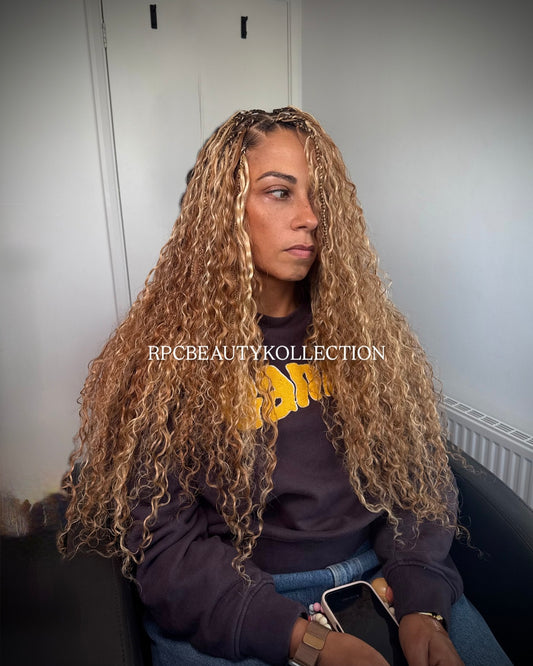 Honeycomb Blonde Deep Wave Bulk Hair Extensions for Boho Braids - 100% Human Hair