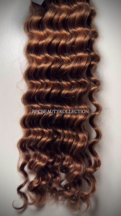 Toffee Caramel Deep Wave Bulk Hair Extensions for Boho Braids - 100% Human Hair